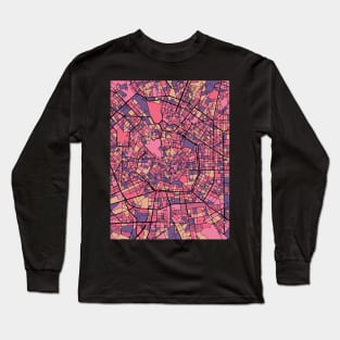 Milan Map Pattern in Purple & Pink Long Sleeve T-Shirt